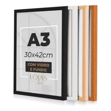 Imagem de kit 3 Quadro Moldura A3 30x42 Com Vidro Poster Certificado (Preto)