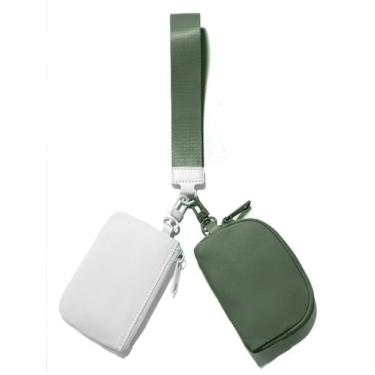 Imagem de Carteira de Pulso Viverte Mini Zip Around com Chaveiro - Branco e Verd