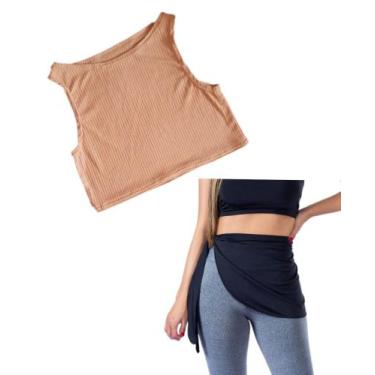Imagem de Kit Cropped Regata liso básico + Tampa bumbum fitness - DE UMA MARIA P