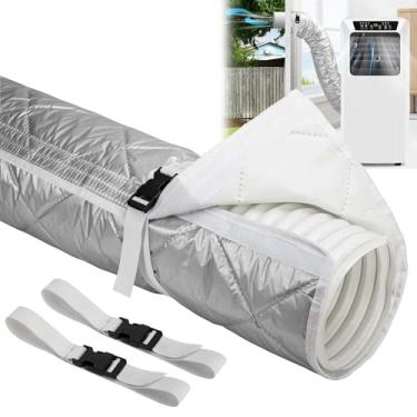 Imagem de Tlswshsy Capa de mangueira acolchoada para ar condicionado, envoltório de mangueira com isolamento AC com 2 tiras de fivela ajustáveis, mangueiras de ar condicionado portátil para ventilação de duto