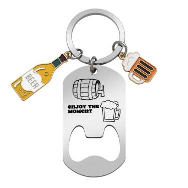 Imagem de Abridor de garrafa de cerveja chaveiro para homens mulheres chaveiro abridor de garrafa chaveiro para homens Dia dos Pais presentes de aniversário para pai marido melhores amigos amantes de cerveja