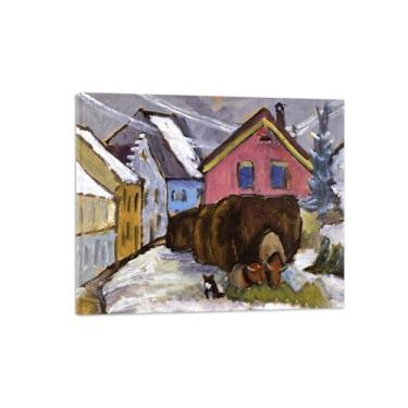 Imagem de MUHJDYC Quadro de paisagem urbana em tela - Impressão em tela famosa de arte de parede - Reprodução de pintura de artista - pôster para decoração de casa (vagão) tela embrulhada 50 x 60 cm - 19 x 23