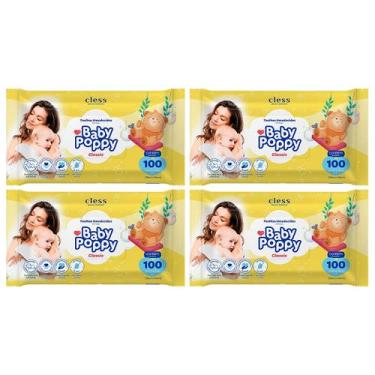 Imagem de kit 4x toalhas lenços umedecidos baby poppy classic mais encorpada par
