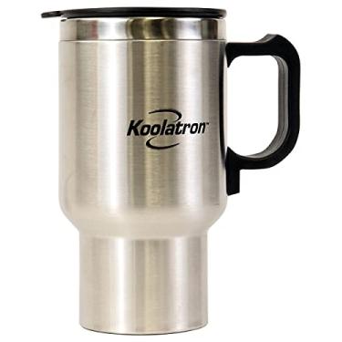 Imagem de Koolatron Caneca de viagem isolada USB 12V com aquecedor, 500 ml, prata e preto de aço inoxidável para carro, SUV, caminhão, escritório, casa, dormitório