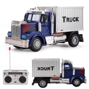 Imagem de Caminhão de Brinquedo com Container e Controle Remoto, Azul e Prata, Modelo Semi-Reboque