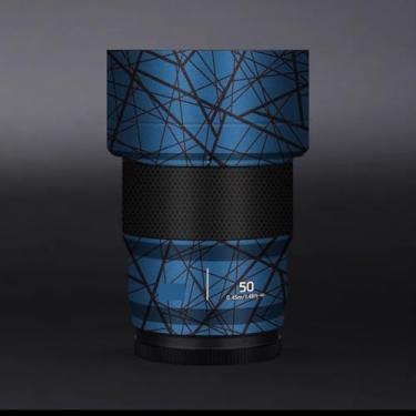 Imagem de 50 1.8 Película protetora para lente de câmera película protetora decalque adesivo anti-arranhões acessórios para Panasonic Lumix S 50 mm F1.8 (azul cruzado)