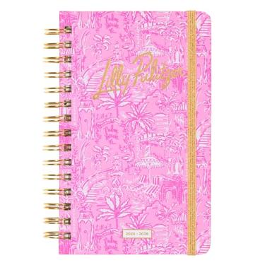 Imagem de Lilly Pulitzer Agenda média de agosto de 2025 a dezembro de 2026, agenda semanal e calendário mensal, adesivos, bolsos, encadernação em espiral, 12,7 cm x 21 cm (Palm Beach Playground)