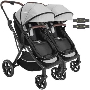 Imagem de Carrinho Kiddo para Gemeos com Bebe Conforto Nomad Grafite