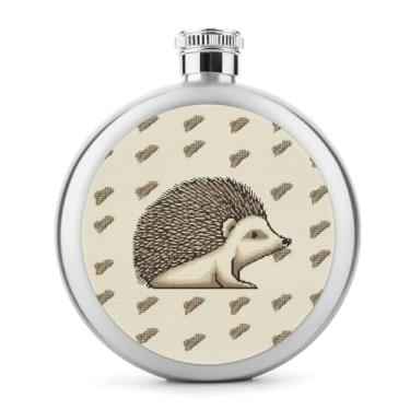 Imagem de Cantil de aço inoxidável, Hedgehog1, impressão, metal, cantil, clássico, cantil, cantil, viagem, portátil, licor