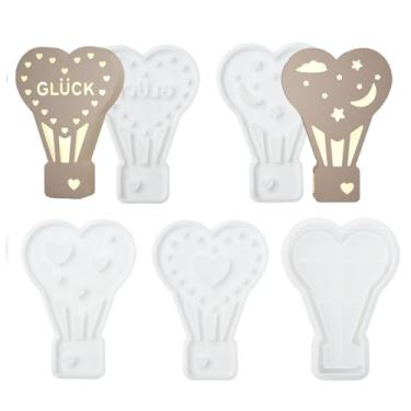 Imagem de UR URLIFEHALL 5 moldes de balão de ar quente em forma de coração moldes de resina com suporte para velas de sabão de aromaterapia, decoração de artesanato de mesa de casa