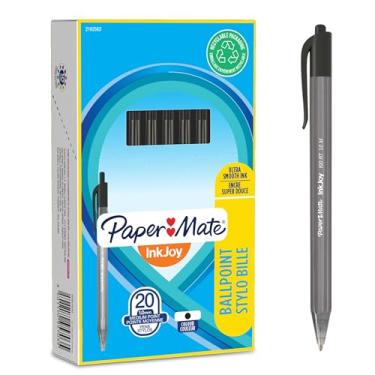 Imagem de PaperMate InkJoy 100 RT Caneta esferográfica retrátil com ponta média de 1,0 mm - preta, caixa com 20