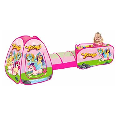 Imagem de Fabrincando Ideias Barraca 3 em 1 Infantil com 100 Bolinhas Aventura dos Ponys