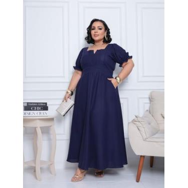 Imagem de Vestido Longo Feminino Plus Size Moda Evangélica - verde menta terraco
