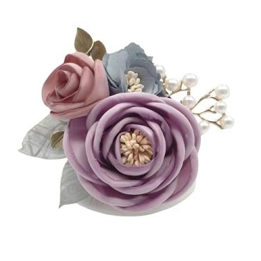 Imagem de Joynaamn Broche de rosa para mulheres, elegante flor colar lapela tecido para terno vestido blusa festa fantasia casamento buquê de noiva presente de dia das mães, lavanda roxa