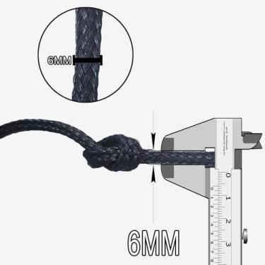 Imagem de Cabo Trançado Monofilamento 6mm Preta Pesca Corda 100 Metros - KING