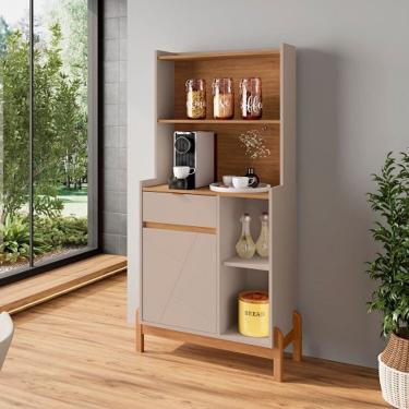 Imagem de Aparador Cantinho Café Bari Off White/Cedro - Casa D Móveis