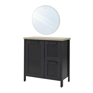 Imagem de Aparador Buffet Ditália Com Tampo + Espelho Bn-01 Preto