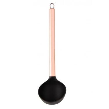 Imagem de Concha de Nylon Preta com Cabo De Aço Inox Rose Gold 30cm - Lyor
