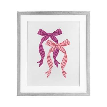 Imagem de Stupell Industries Impressão emoldurada cinza magenta e vermelha com laço duplo design de Krissy Mast, 40,6 x 33,5 cm
