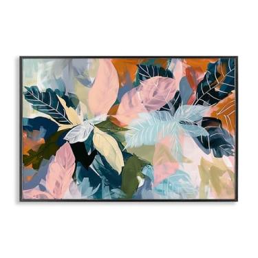 Imagem de Stupell Industries Oásis tropicais brilhantes folhas pretas emolduradas giclée design de arte por Elara Yasna, 12 x 18