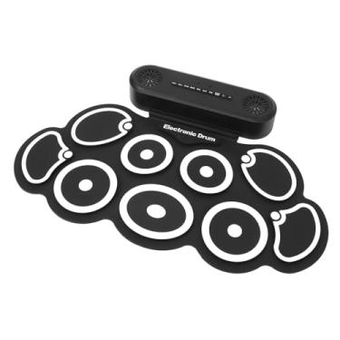 Imagem de POENVFPO Conjunto de Bateria Eletrônica Portátil Com Alto-falantes Integrados, Almofadas de Prática Operadas por Bateria e um par de Pedais para Bateristas Em Movimento