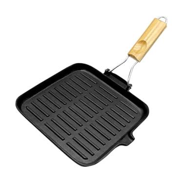 Imagem de Frigideira de Ferro Fundido, Chapo Para Cozinha, Skillet Multifuncional de Ferro Fundido para Fogão Cozinha Churrasco Camping Ar Livre