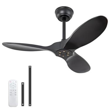 Imagem de OMYU Ventilador de teto de 91 cm, sem luz, controle remoto e motor CC silencioso, reversível, ventilador de teto interno e externo para quarto, sala de jantar, varanda, pátio, 3 lâminas de ABS