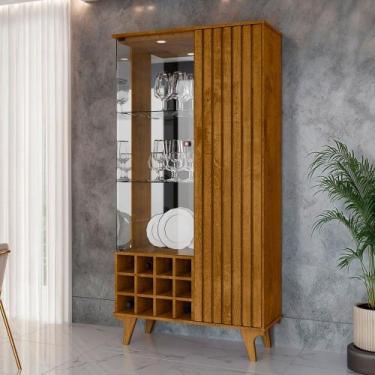 Imagem de Cristaleira Ariccia 2 Portas 3 Prateleiras com Vidro Ripado Naturalle 