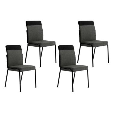 Imagem de Kit 4 Cadeiras Sala Jantar Duo 1739 4 Uni Pretografite Preto Carraro