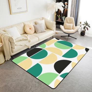 Imagem de Erosebridal Tapete de área verde e amarelo retrô de meados do século, tapete decorativo geométrico, vintage, arte abstrata, moderno, interior