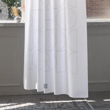 Imagem de onesevennine Cortina de chuveiro de designer coreana – Sem costura, resistente à água (180 cm L x 208 cm C) Linha Retroflow – Inclui 12 ganchos de plástico para fácil configuração