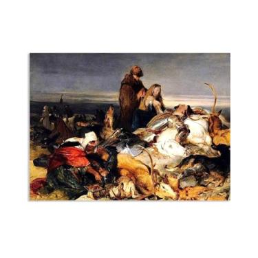 Imagem de Zeichn8u Edwin Landseer Impressão em tela Chevy Chase Poster Giclee reprodução de pintura Edwin Landseer arte de parede decoração de casa sala de estar escritório quarto 100 x 70 cm (83.8x71.1 cm) sem