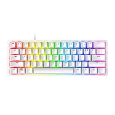Imagem de Razer Mini teclado para jogos Huntsman 60%: interruptores ópticos clicky - modo de disparo rápido - iluminação RGB cromada - teclas PBT - Memória integrada - Snap Tap - Branco