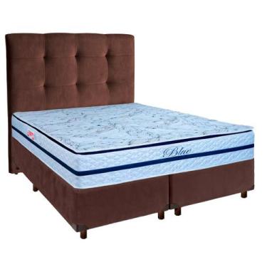 Imagem de Conjunto Cama Box Marrom Queen + Colchão Molas Ensacadas Blue Paropas 