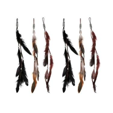 Imagem de Clipes de cabelo de penas ICYANG para mulheres, 6 peças em marrom boho