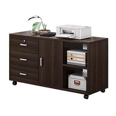 Imagem de Suporte de impressão rack de impressora de piso polia armários de arquivo armário de livros sala de estar estante moderna minimalista para escritório mesa de impressão de design simples (cor: B)