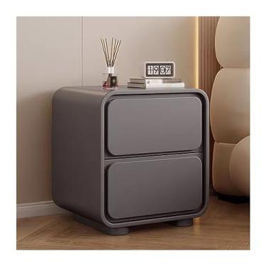 Imagem de Mesa de cabeceira de cor sólida coelho fofo sem instalação mesa de cabeceira minimalista de madeira maciça grande capacidade gaveta dupla armazenamento mesa de cabeceira móveis de cabeceira (cor