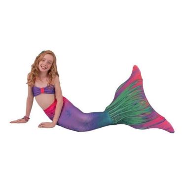 Imagem de Cauda de Sereia Completa Confortável Nadadeira Aurora Boreal