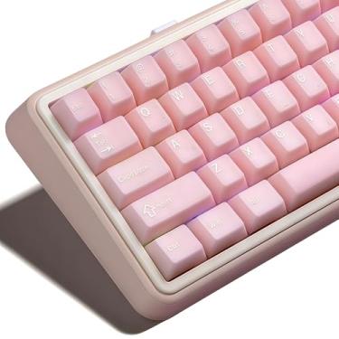 Imagem de dagaladoo Teclas de jade rosa, conjunto de chaves PBT Double Shot, conjunto de cristal, cerâmica personalizada translúcida, tampas de teclas de perfil cereja para teclado mecânico 60%/65%/75%/TKL/96%