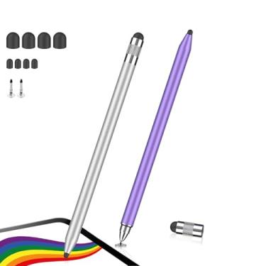 Imagem de 2 canetas Stylus para telas sensíveis ao toque, caneta 3 em 1 para iPad com tampa magnética, 10 canetas de tablet de alta sensibilidade de substituição para iPad Pro/Mini/Air, todos os dispositivos