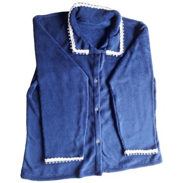 Imagem de Pijama de Inverno Thamawey Aberto Feminino Fleece Azul