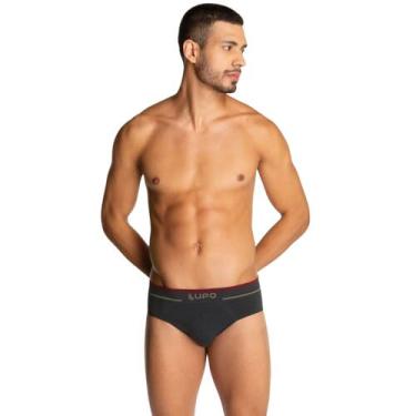 Imagem de Cueca Masculina Slip Sem Costura Lupo, G, Preto mescla