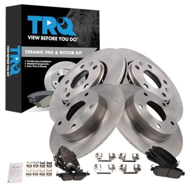 Imagem de TRQ Kit de freio dianteiro e traseiro e rotor de cerâmica compatível com Nissan Sentra 2020-2022