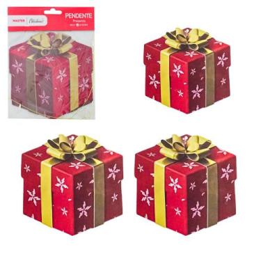 Imagem de Presente Natal Natalina Caixa Cubo Presente Com 3 Peças 15cm - RIO MAS