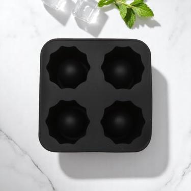 Imagem de Generic 1 bandeja de gelo, 4 cavidades, molde de copo de gelo, cilindro, lavagem à mão, apenas silicone, preto, 9,8 x 9,8 x 5,3 cm