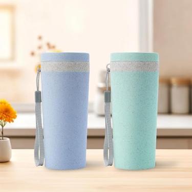 Imagem de Pacote com 2 garrafas de água esportivas, à prova de vazamento, para homens, mulheres, para esportes, academia, atividades ao ar livre, 300 ml