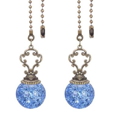 Imagem de Corrente de puxar para ventilador de teto, pacote com 2 unidades, 30,5 cm, extensor, extensor, pingente de corrente para ventiladores de teto, lâmpada, azul