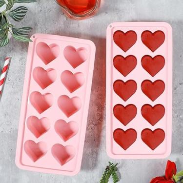 Imagem de Formas de coração de silicone, bandeja de cozimento para decoração de bolos, doces, chocolate, bandeja de cubos de gelo para uso doméstico e em restaurantes