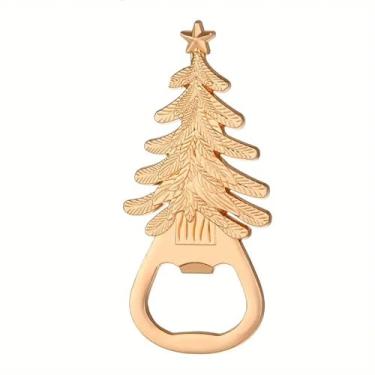 Imagem de 1 abridor de garrafa de metal, design de árvore de Natal – operação manual, presente de festa festiva durável, adequado para casamentos, aniversários, celebrações de Ano Novo e outras ocasiões.