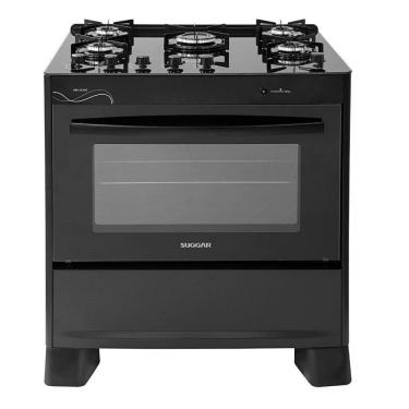Imagem de Fogão 5 Bocas Suggar Mesa De Vidro Automático Neo Glass Preto Bivolt